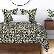 Norah Nouveau Tribal Swallow Damask (Black Ivory) - Large