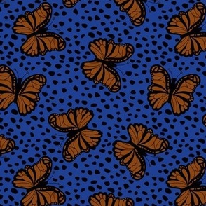 Butterflies and dots - summer butterfly boho style autumn garden eclectic blue rust