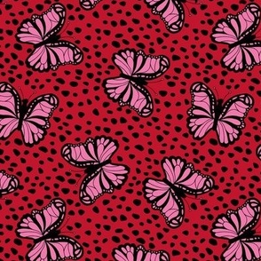 Butterflies and dots - summer butterfly boho style autumn garden pink red valentine's day palette