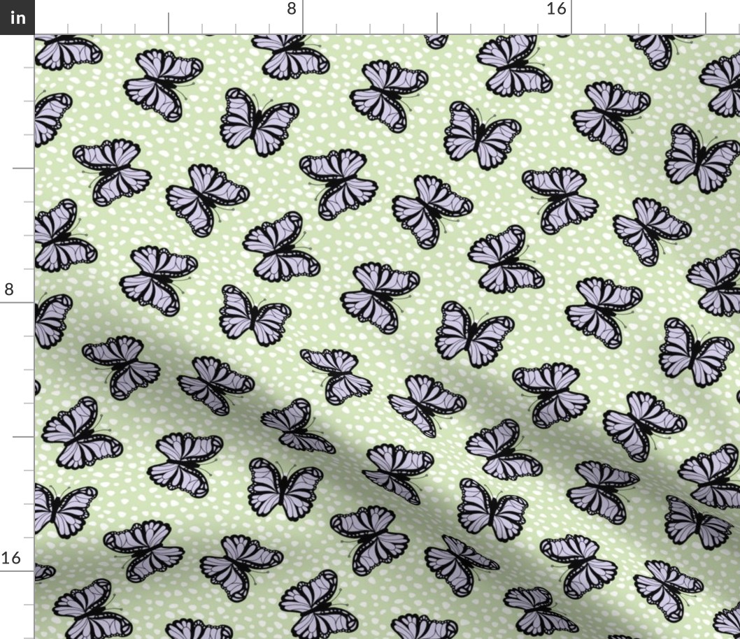 Butterflies and dots - summer butterfly boho style autumn garden lilac pastel lime green nineties retro palette