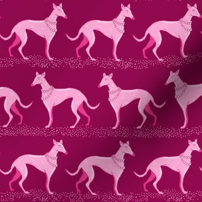 Walk with pink elegant greyhounds | small