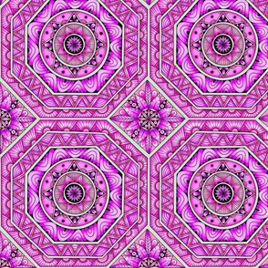 Tile Mandala--Pink and red