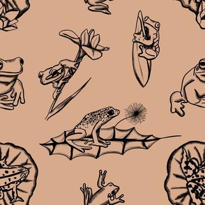 Frog and Flowers Flash Tattoo Sheet 