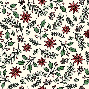 Winter Botanicals in Red & Green (Large Scale)