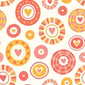 Hearts & Circles: Pink & Orange (Small Scale)