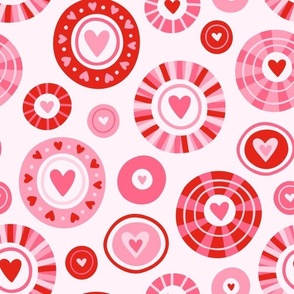 Hearts & Circles: Red & Pink (Large Scale)