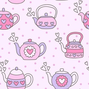 Heart Teapots in Pink & Purple (Large Scale)