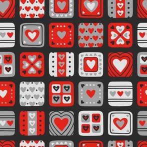 Heart Tiles: Red & Gray (Large Scale)