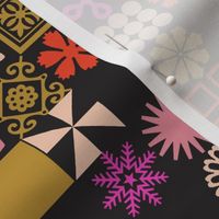Christmas Ornaments (Multi on Black) || midcentury type grid