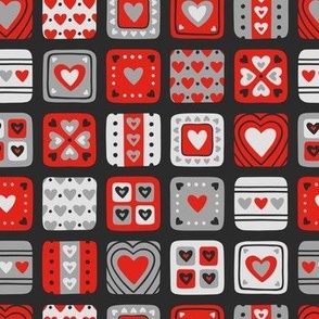 Heart Tiles: Red & Gray (Small Scale)