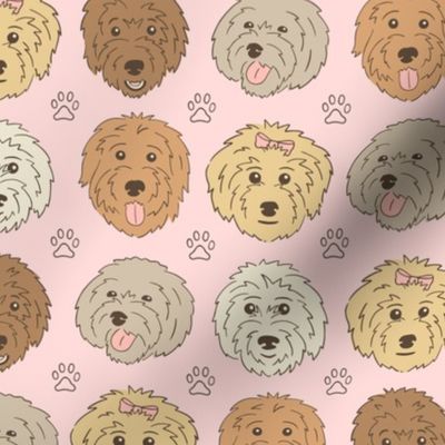 Golden Doodles: Pink Grid (Small Scale)