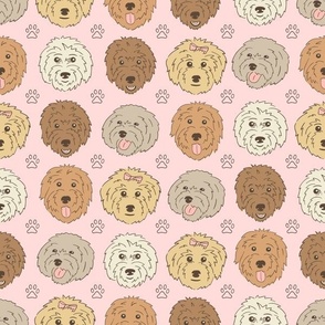 Golden Doodles: Pink Grid (Small Scale)