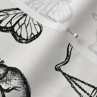 Flash Tattoo Design in Black & White for Wallpaper & Fabric 