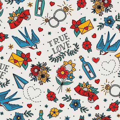 Tattoo Fabric Wallpaper and Home Decor  Spoonflower