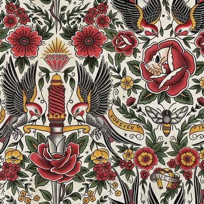 Swallow Tattoo Fabric, Wallpaper and Home Decor | Spoonflower