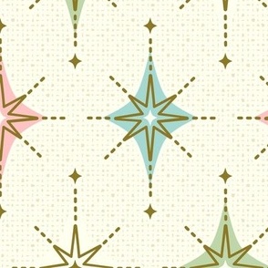 Sparkling Starbursts and Diamonds - Med Light Pink, Green, Aqua