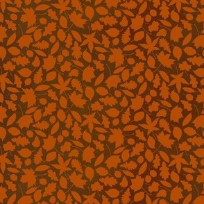 small silhouette fall leaves orange on brown