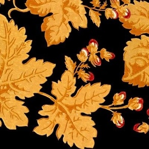 Vintage Autumn Leaves Black