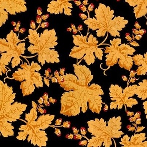 Vintage Autumn Leaves Black Small