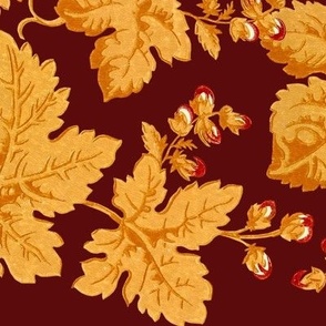 Vintage Autumn Leaves Burgundy