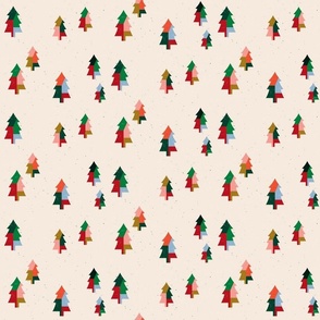 Christmas Trees Playful | Multicolor | Pink | small scale ©designsbyroochita