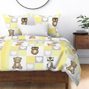 Yellow Woodland Animals Quilt Baby Nursery 