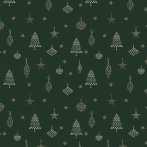 Cozy holidays - christmas stitch in green L