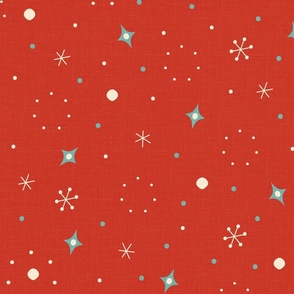 Mid Century Stars Red Large