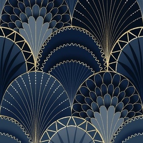 Blue and Gold Art Deco Scallop