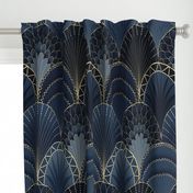 Blue and Gold Art Deco Scallop / Jumbo