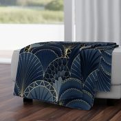 Blue and Gold Art Deco Scallop / Jumbo