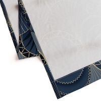 Blue and Gold Art Deco Scallop / Jumbo