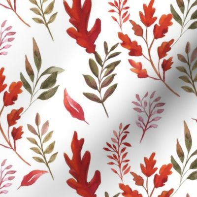watercolor fall leaves | watercolor autumnal leaves | white background