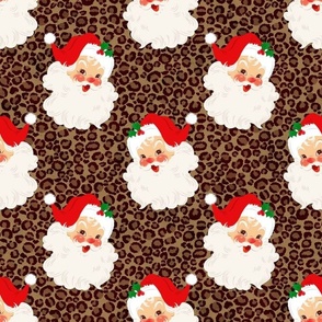 Large Scale Red Retro Santa Claus on Brown Leopard 