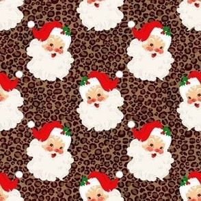 Medium Scale Red Retro Santa Claus on Brown Leopard