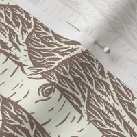 Cardinals & Birches // large scale // taupe background // 16"
