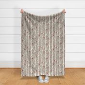 Cardinals & Birches // large scale // taupe background // 16"