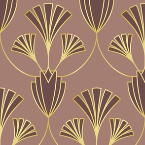 Art deco abstract flora (red, mauve)