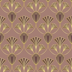 Art deco abstract flora (red, mauve, 6 inch)