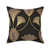 Art deco abstract flora (black, mauve)