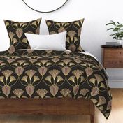 Art deco abstract flora (black, mauve)