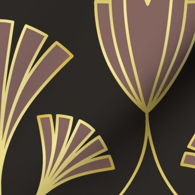 Art deco abstract flora (black, mauve)