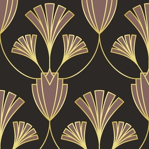 Art deco abstract flora (black, mauve)