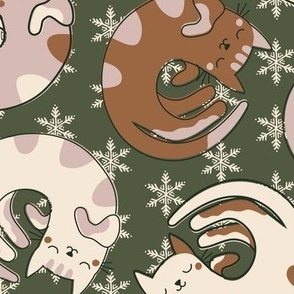 Cozy Christmas Cats // EARTHY // LARGE