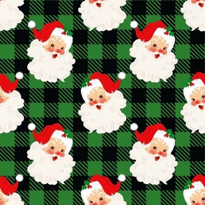 Vintage Christmas Santa pattern, retro santa hat, red and green Wrapping  Paper by Restlessdesign