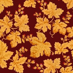 Vintage Autumn Leaves Burgundy Small