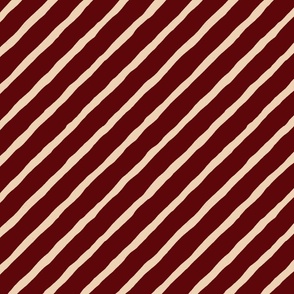 Chunky Textured Stripe // dark red & cream // large scale 