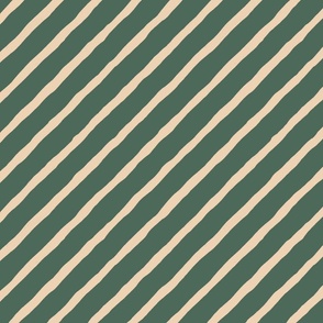 Chunky Textured Stripe // large scale // green & cream