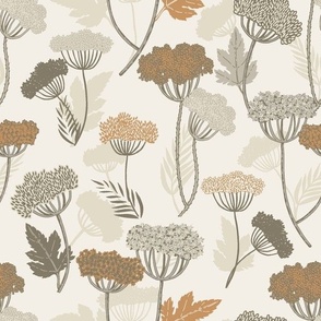 Wildflowers and leaves in neutral colors