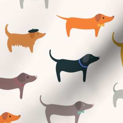 woof woof happy dogs XL 12 wallpaper scale cream by Pippa Shaw